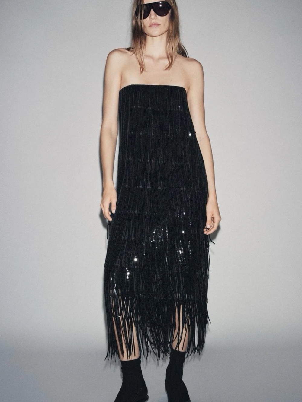 Zara ZW Collection Limited Edition Sequin Fringed Dress XS
